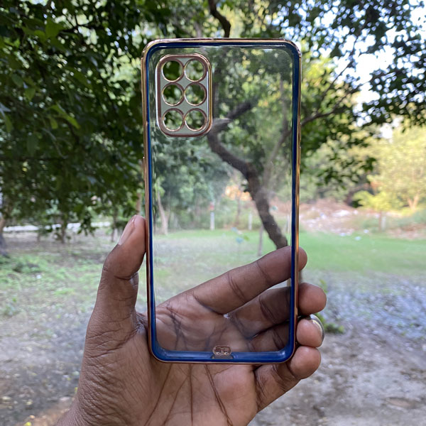 ONEPLUS 9R –BLUE ELECTROPLATE TRANSPARENT SILICONE CASE