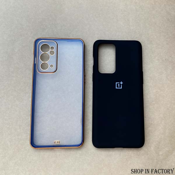 ONEPLUS 9RT - BLACK ORIGINAL SILICONE AND BLUE ELECTROPLATE CASE