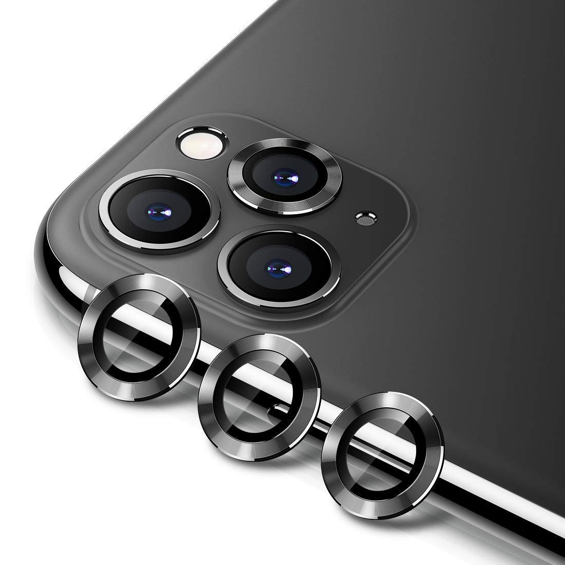 Camera Lens Protector for iPhone 11 black Ring Cover Tempered Glass